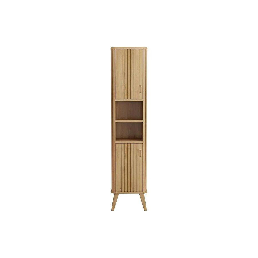 Badschrank Wamena aus Teakholz in Beige mit Soft-Close-Türen, B/T/H: 40 x 35 x 180 cm - Bild 2