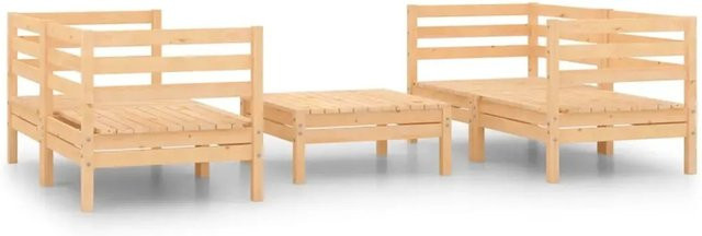 vidaXL 5-tlg Garten-Lounge-Set aus Kiefer-Massivholz in Braun mit L-Form und Tisch - Bild 1
