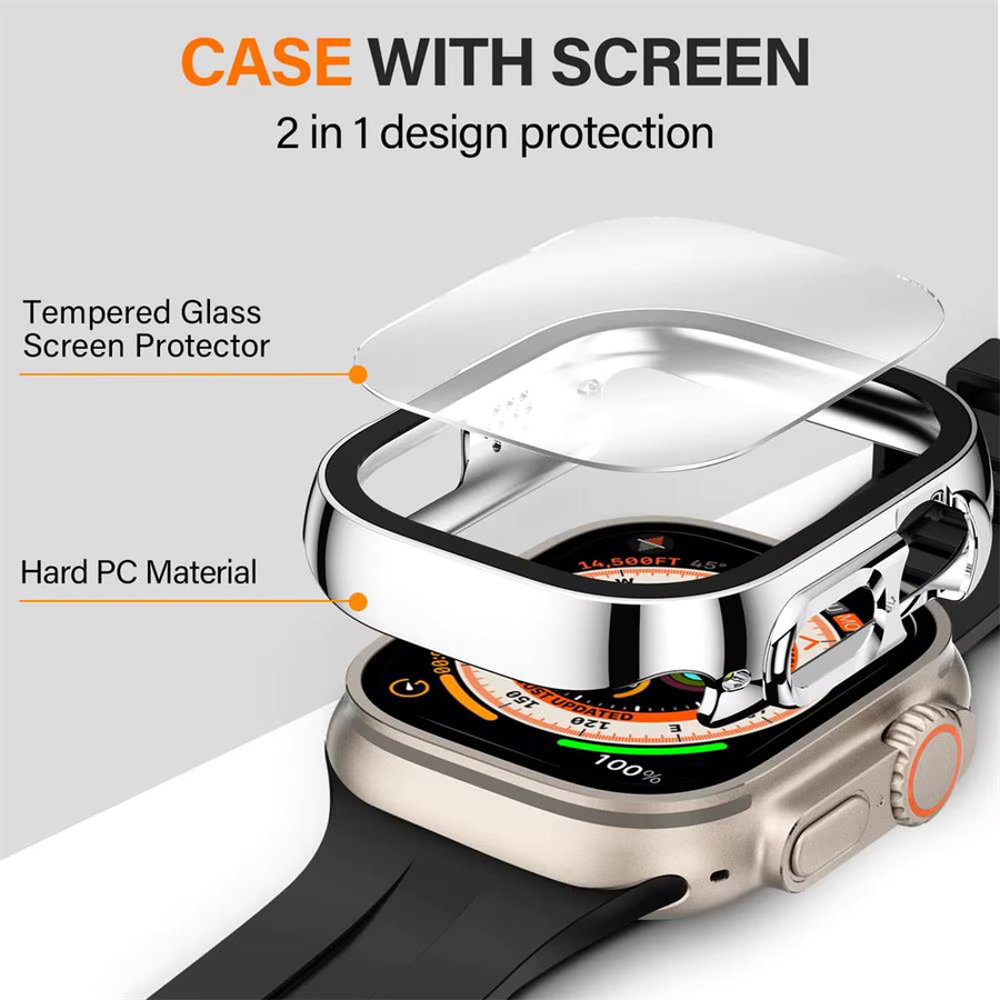 RMUTANE Displayschutzfolie für Apple Watch, gehärtetes Glas, Schwarz - Bild 3
