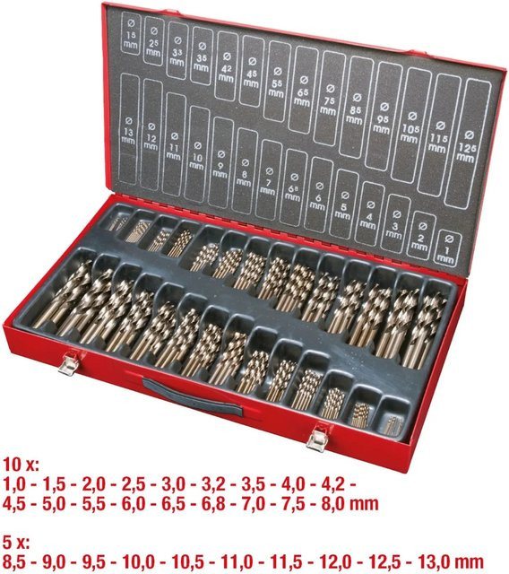 KS Tools HSS-G Co 5 Spiralbohrer-Set aus Edelstahl, 230-teilig, Durchmesser 1 mm bis 13 mm - Bild 2