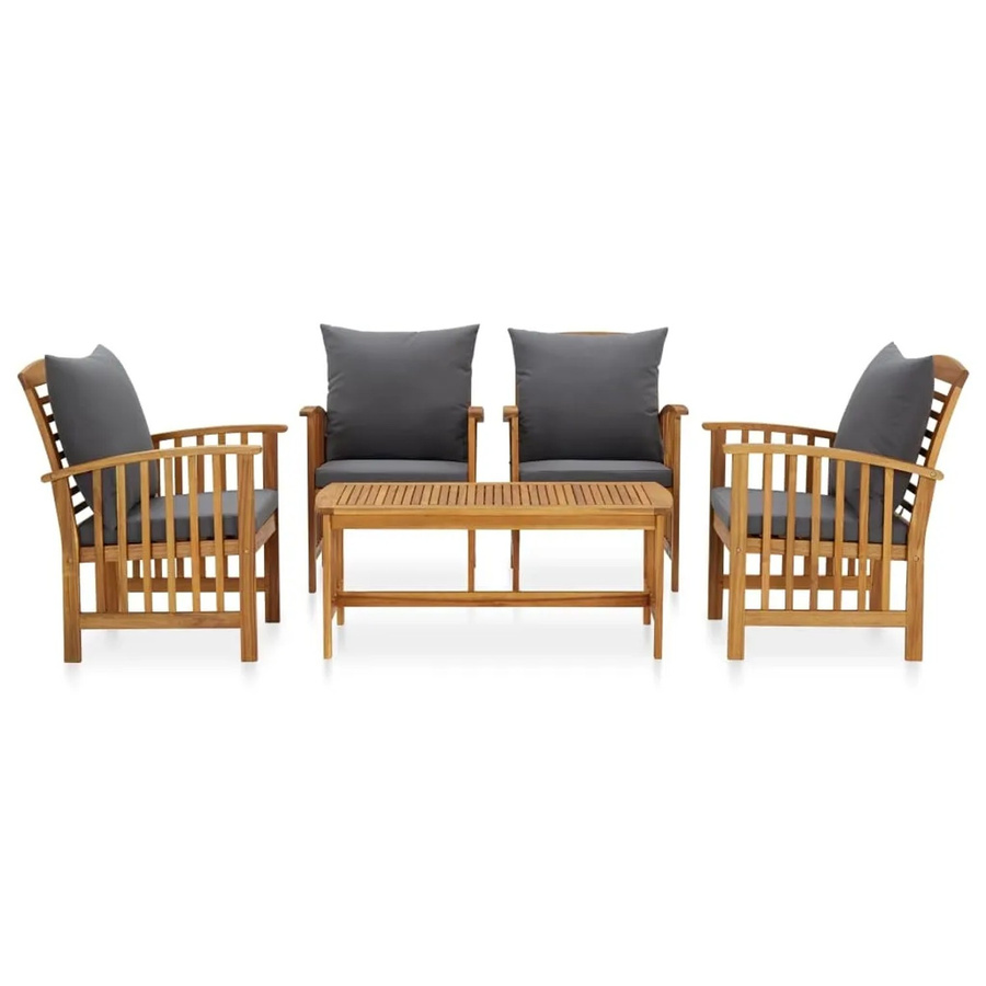 vidaXL 5-tlg Garten-Lounge-Set Modell 13 aus Akazien-Massivholz mit Auflagen in Grau und Dunkelgrau - Bild 2