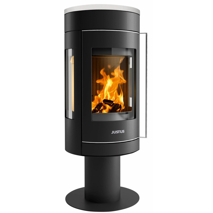 Justus Meva Kaminofen Schwarz mit Keramik und 5,5 kW Leistung, B/T/H: 45,8 x 45,8 x 114,0 cm - Bild 2