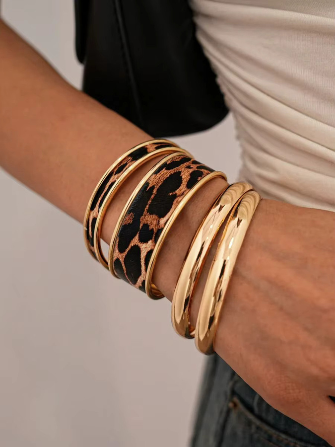 belleper Armband-Set, 4-teilig, Leopardenmuster, goldfarben, Damen - Bild 5