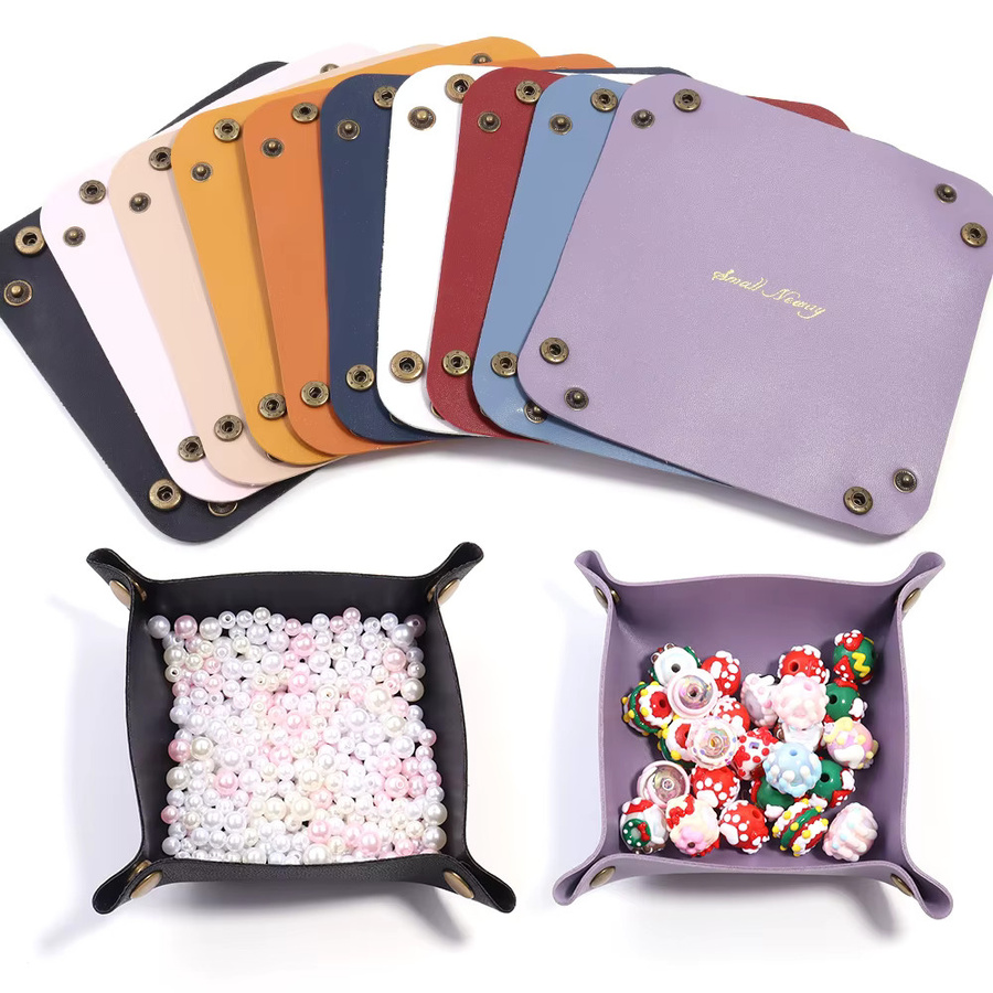 Lingsai Faltbare Aufbewahrungsbox aus PU-Leder in Bunt/Orange als Schreibtisch-Organizer für Schmuck, Handy und Schlüssel - Bild 3