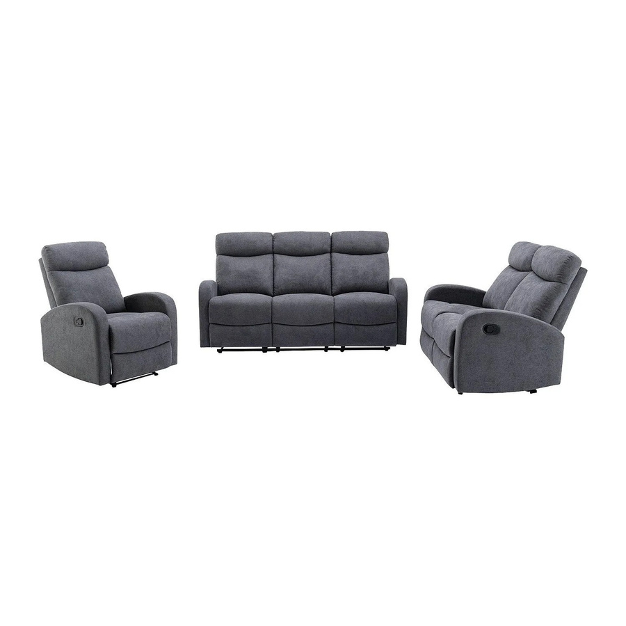 Vente-unique Couchgarnitur Evelyn in Grau bestehend aus 3-Sitzer-Sofa, 2-Sitzer-Sofa und Sessel mit Armlehnen B/T/H: 180 x 128 x 75 cm - Bild 2