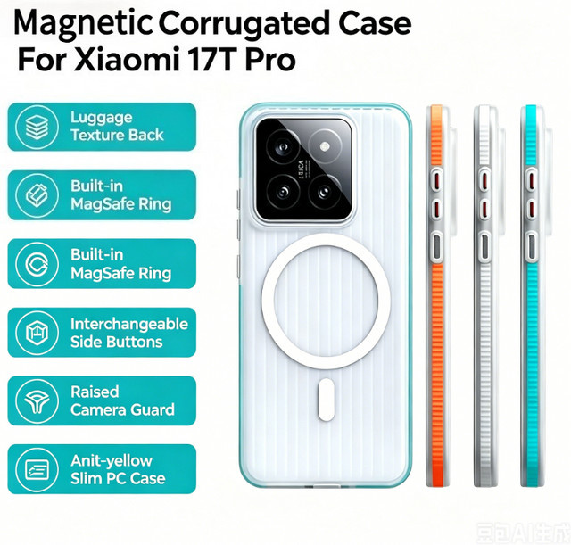 Transparente Textur-Handyhülle mit Magnetverschluss für Xiaomi 17T Pro, 17 Pro Max Ultra, Poco F8 Ultra und F7 in Weiß - Bild 1
