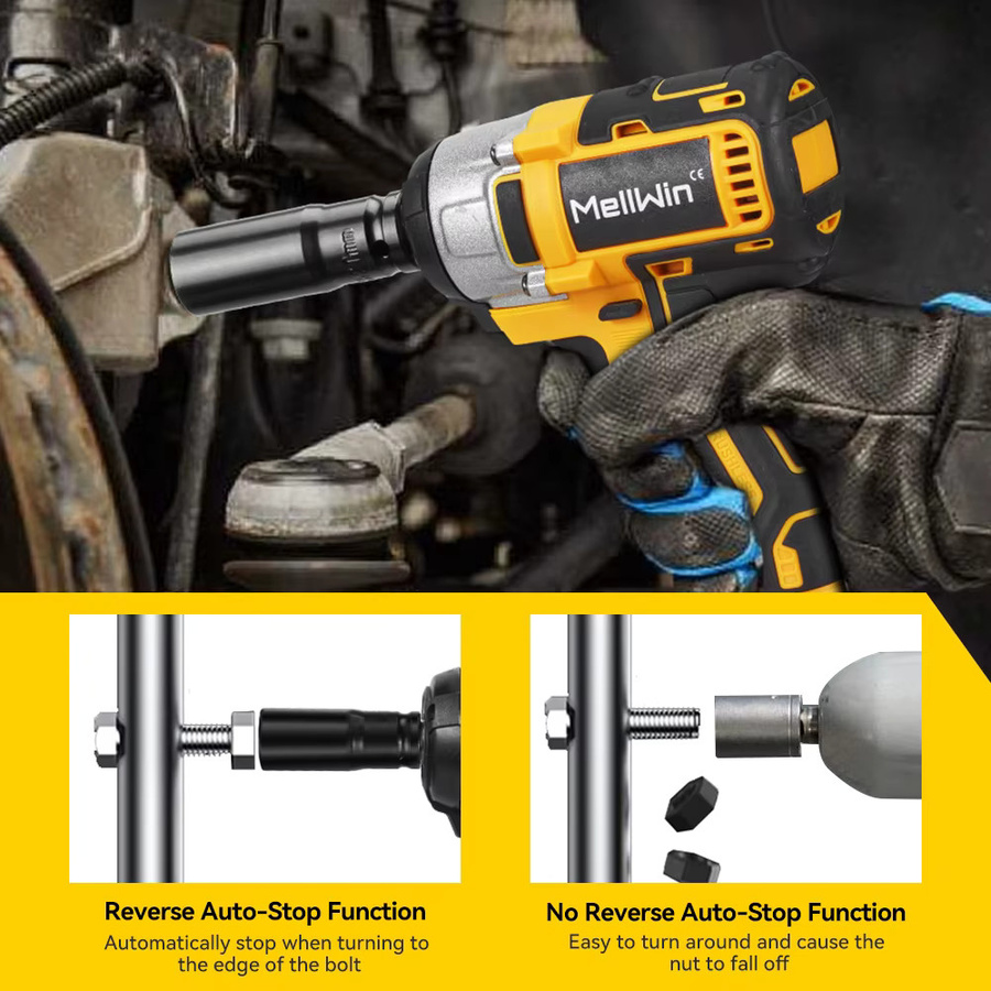 MELLWIN 3-in-1 Akku-Schlagschrauber Set mit bürstenlosem Motor, passend für Makita 18V LXT, Gelb - Bild 4