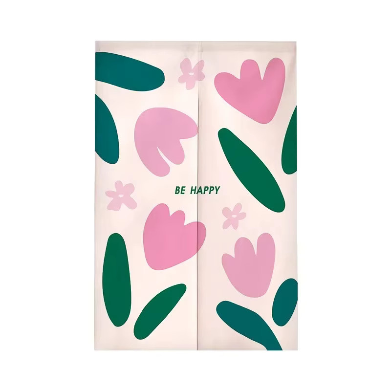 VIKAMA Nordic Floral Print Türvorhang in Multicolour, halblanger Stoff-Raumteiler für Küche und Wohnzimmer, Breite: 80 cm, Höhe: 130 cm - Bild 2