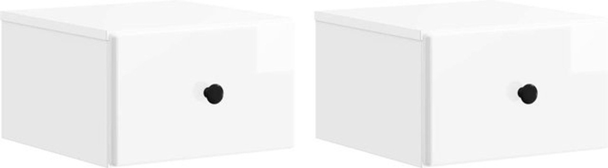 Set aus 2 wandmontierten Nachttischen von vidaXL in Weiß, modern und minimalistisch aus Holzwerkstoff, B/H/T: 34,5 x 33 x 20 cm - Bild 1
