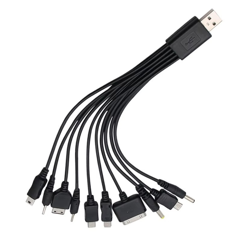 SAFENH 10-in-1 Multifunktions-USB-Datenübertragungskabel als universeller Multi-Pin-Ladegerät-Adapter in Schwarz - Bild 3