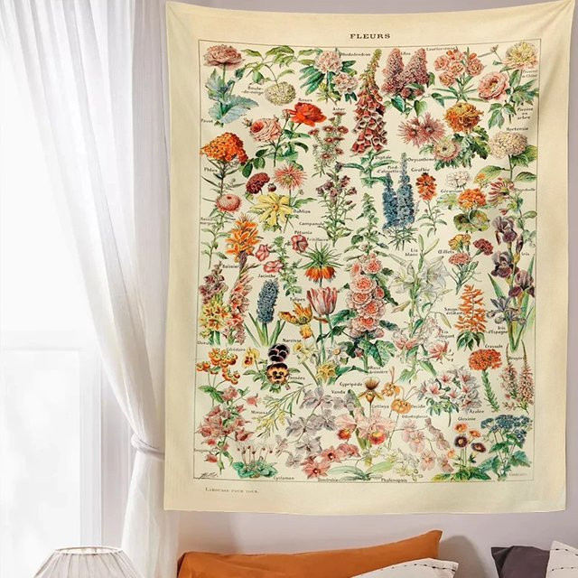 ZZN Wandteppich mit Pilz-Botanischer Illustration im Boho-Stil, Mehrfarbig - Bild 1