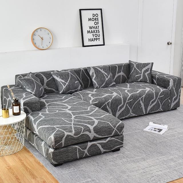 WEN-july Stretch-Sofabezug Set aus 2 Stück mit geometrischem Design, elastisch und rutschfest, für 1-Sitzer und 4-Sitzer Sofas - Bild 1