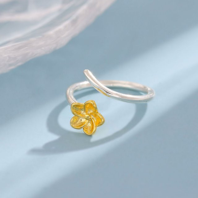 Bauhinia Blumen Öffnung Ring, 925 Silber - Bild 1