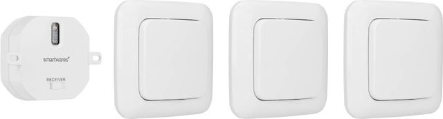 Smartwares Einbauschalter-Set mit 3 Funk-Wandschaltern in Weiß - Bild 1