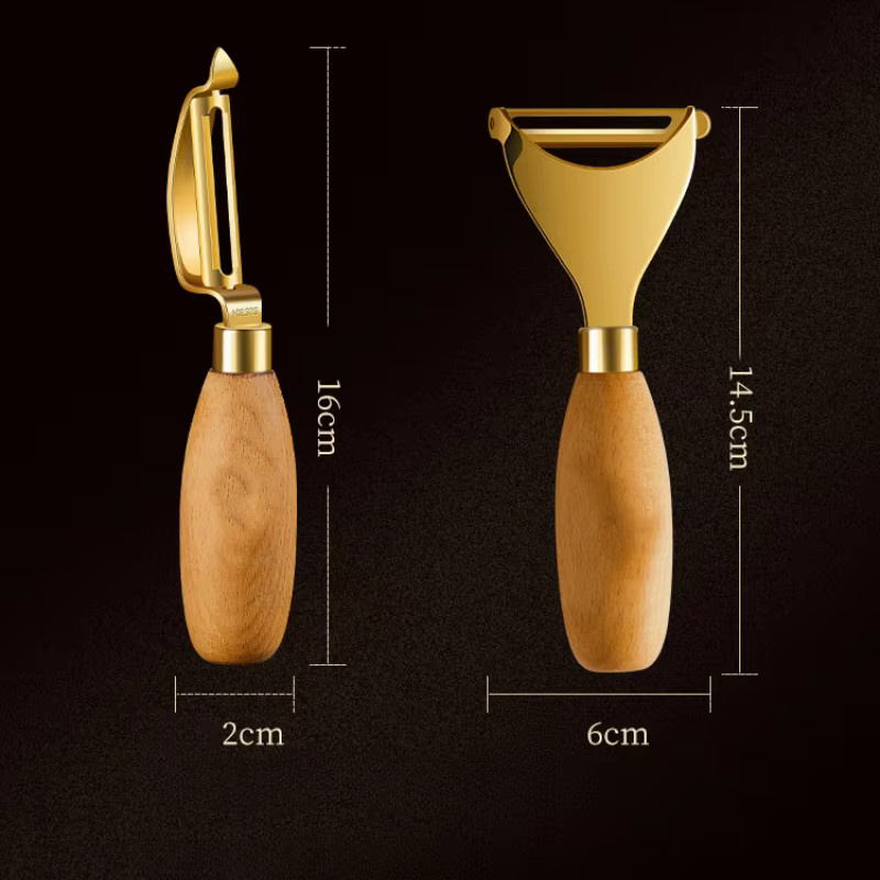 PGY Schälmesser aus Edelstahl 316 mit massivem Holzgriff in Gold - Bild 4