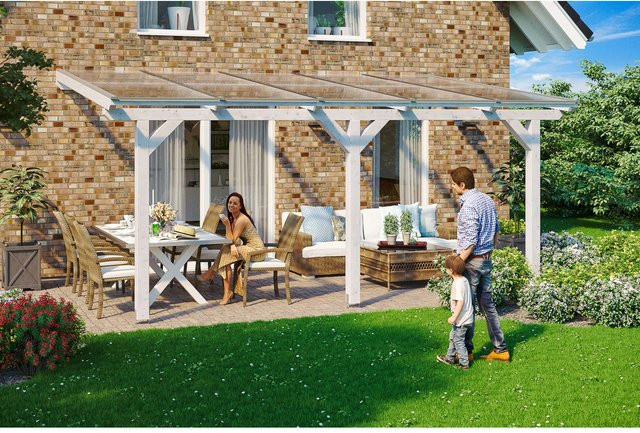 Skan Holz Terrassenüberdachung Andria aus Leimholz mit Polycarbonat-Dach in Weiß, B: 541 cm, T: 300 cm, H: 264 cm - Bild 1