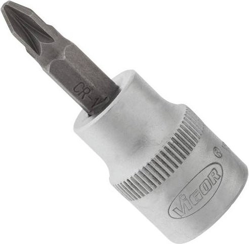 VIGOR Schraubendreher-Einsatz V2290N Pozidriv PZ2 mit 3/8 Zoll Innenvierkant Antrieb in Silber - Bild 1