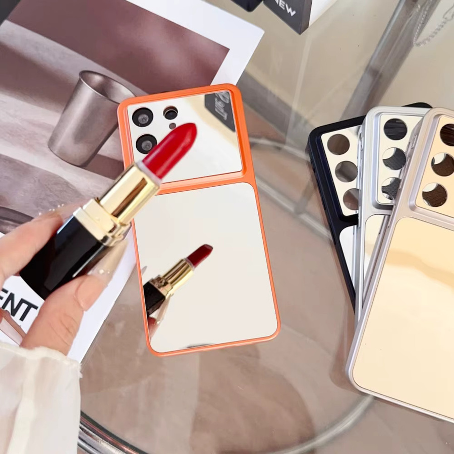 Original Mirror Makeup Handyhülle mit MagSafe Wireless Charging für Samsung Galaxy S24 S25 S26 Ultra und Plus in Orange - Bild 2