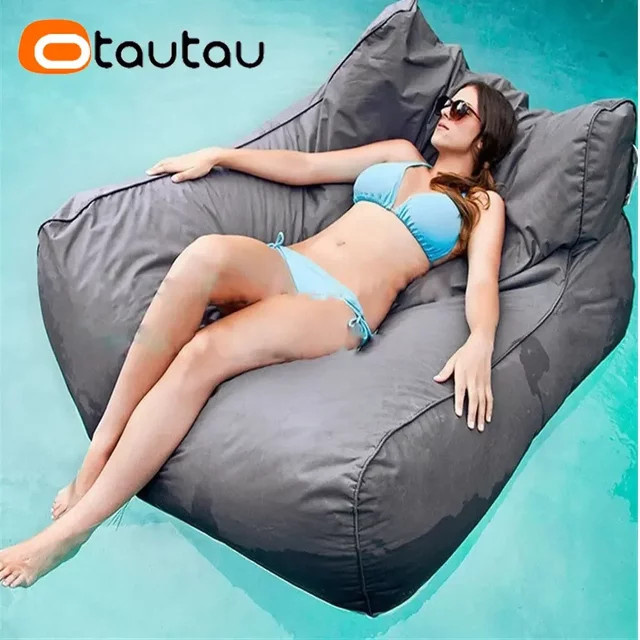 OTAUTAU Schwimmender Sitzsack Pouf Liegebezug SF019 in Grün, Wasserdichtes Sofa Bett für das Schwimmbad - Bild 1