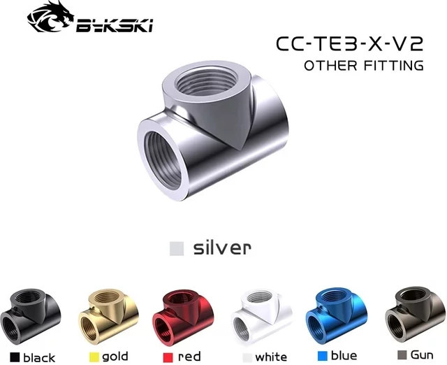 Bykski CC-TE3-X-V2 3-Wege-Split-Armatur G1/4 Typ-Splitter-Adapter in Silber für Wasserkühlung - Bild 1