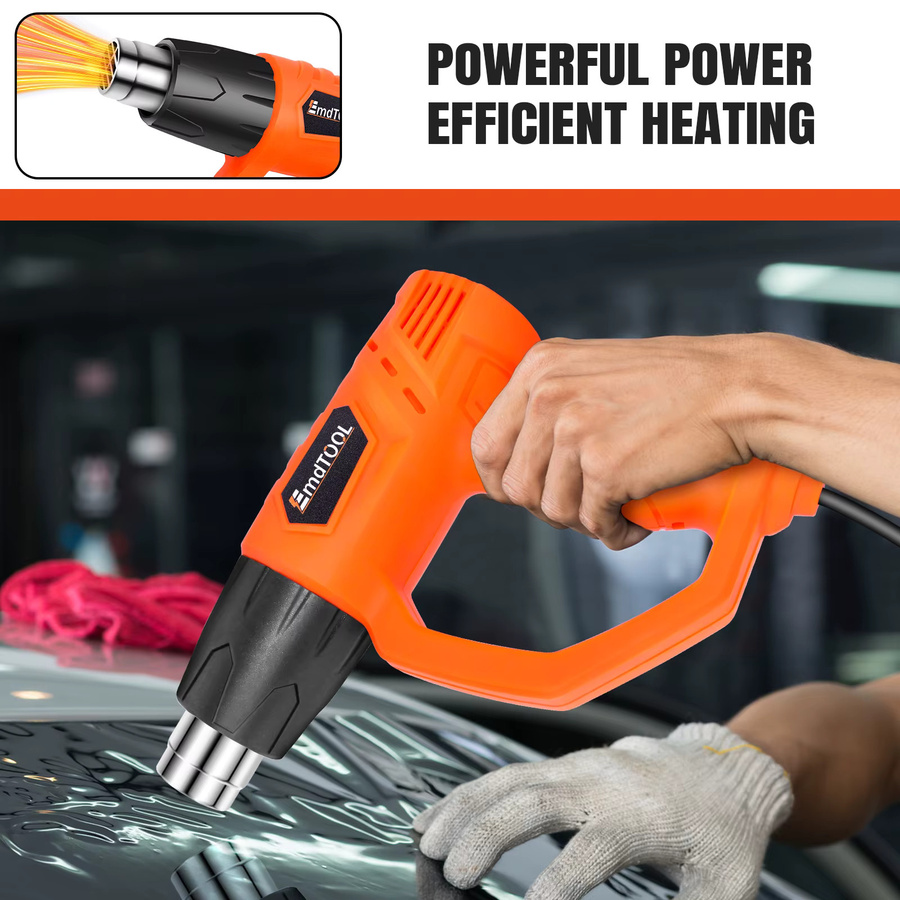 BRIEFNESS Heißluftpistole Set in Orange mit 2000W Leistung, 2 Temperaturstufen (300 °C - 600 °C) und 2 Luftstromgeschwindigkeiten inklusive 4 Düsen - Bild 3