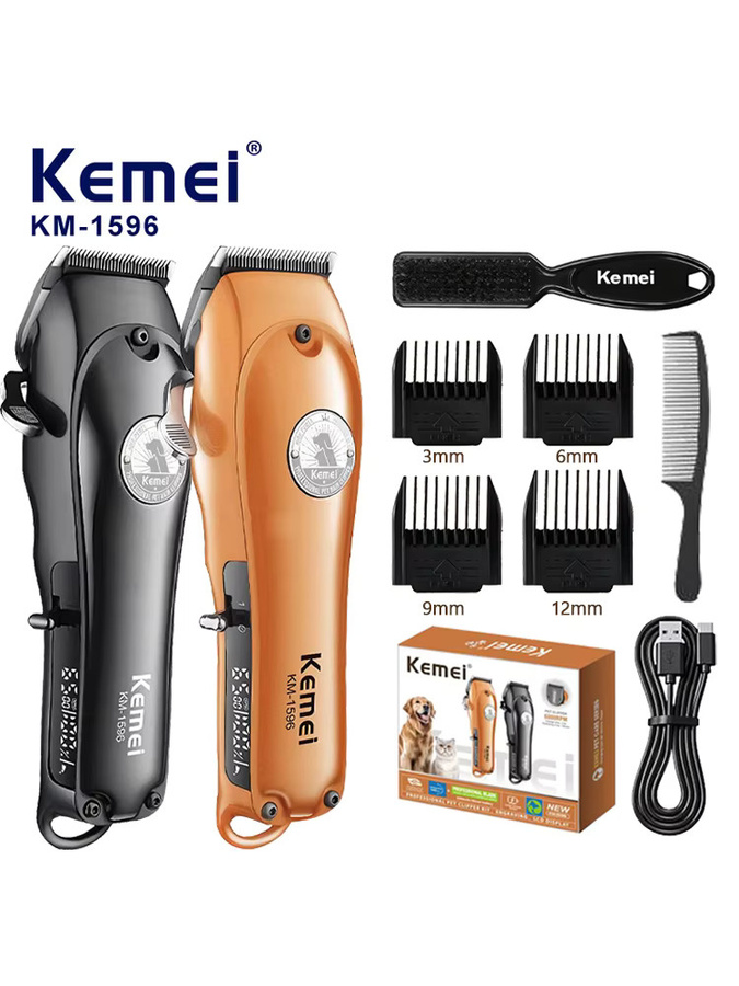 Kemei KM-1596 Professioneller Haustierrasierer in Orange mit USB-Aufladung und verstellbarer Schneide für Hundehaare - Bild 5