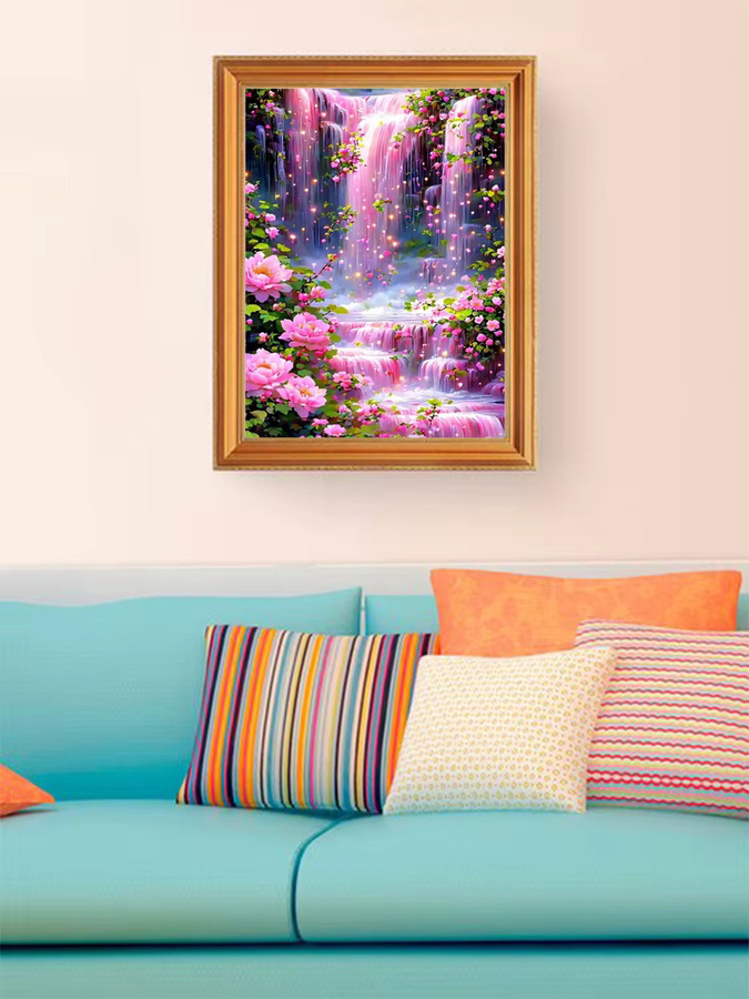 EverShine Diamant-Gemälde Wasserfall-Blume DIY-Mosaik Bastelset mit vollen Rundbohrern für eine handgefertigte Fantasie-Landschaft - Bild 4