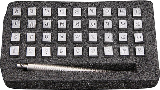 TOMTOP JMS 36-teiliges Alphabet- und Zahlen-Stempelset aus Stahl in Grau mit 3,5 mm Prägestärke - Bild 1