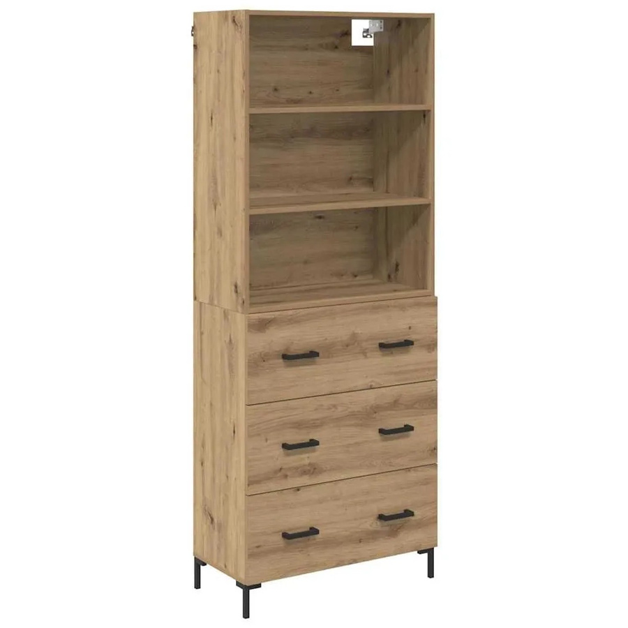 vidaXL Highboard Artisan-Eiche in Braun mit internen Schubladen und Regalen, B/T/H: 69,5 x 34 x 180 cm - Bild 2