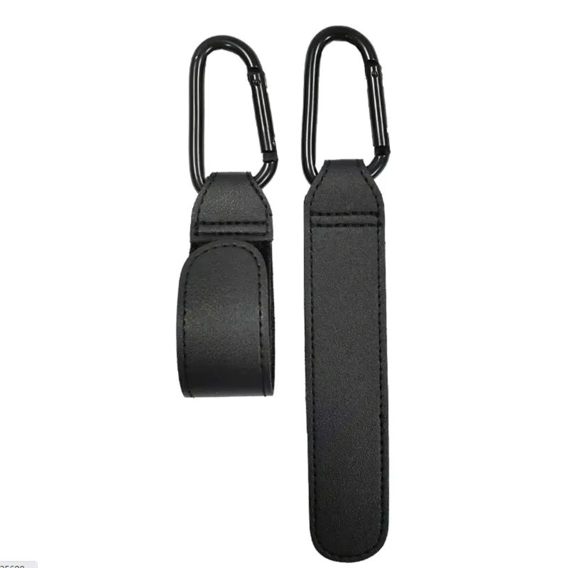2er-Set Kinderwagen Haken aus PU Leder in Schwarz, 360 Grad drehbarer Warenkorb Organizer für Kinderwagen Zubehör - Bild 4