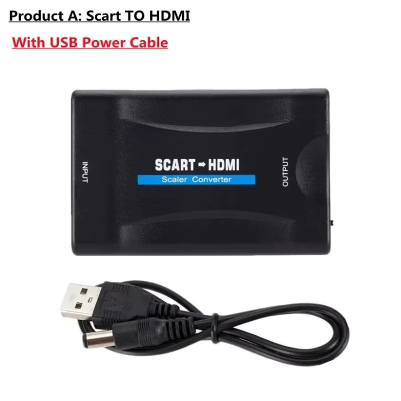 GRWIBEOU SCART zu HDMI Video-Audio Upscale Konverter Adapter in Schwarz für HD-TV, DVD und Set-Top-Boxen - Bild 5