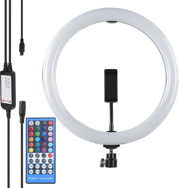 KONNWEI LED Ringlicht mit RGB-Farben, 30,48 cm Durchmesser, App-Steuerung und Fernbedienung, Weiß - Bild 1