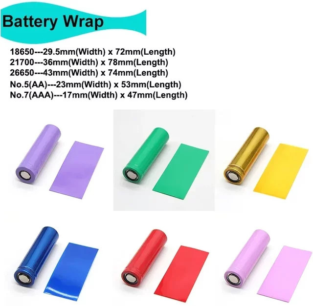 PVC Schrumpfschlauch Wrap Film für 18650 26650 21700 Batterien in Schwarz und Multicolour - Bild 1