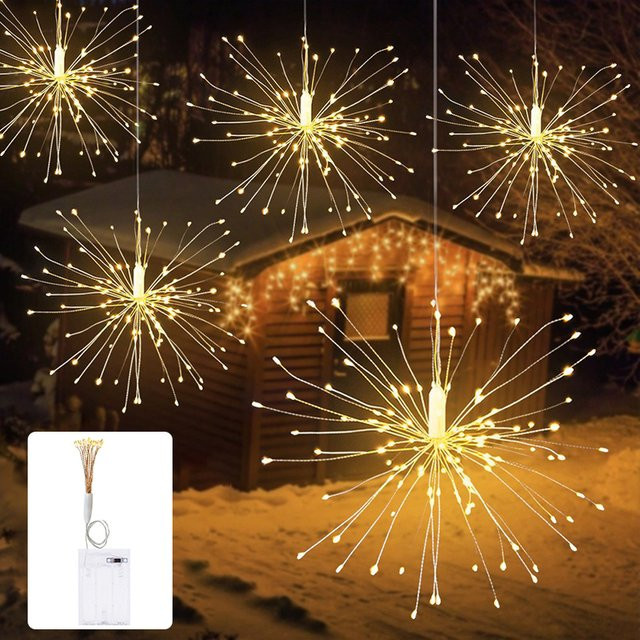 Batteriebetriebene LED-Feen-Lichterkette in Warmweiß mit Stern-Design für Weihnachtsdekoration und Festivals - Bild 1