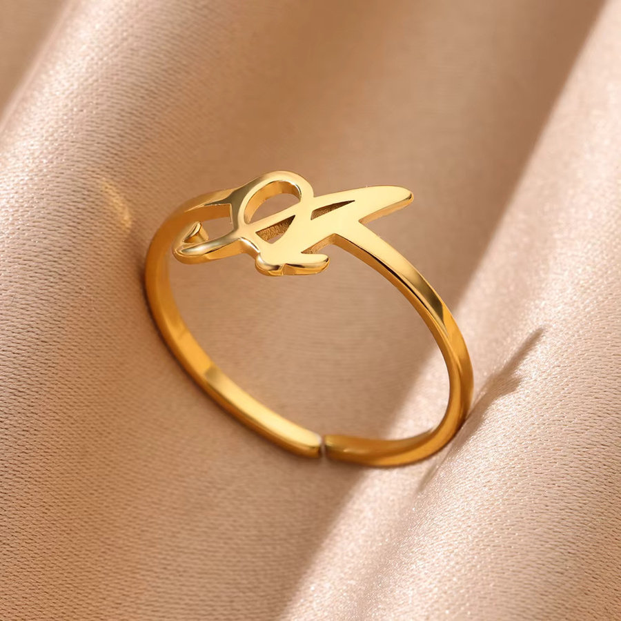 ICFTZWE Ring, Edelstahl, Gold, Damen, A-Z Brief - Bild 2