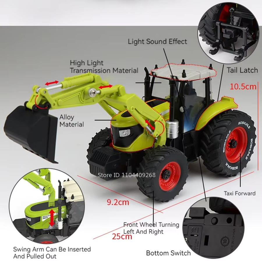 RMZ city Landwirtschaftliches Traktormodell, Spielzeugauto, 1:24, Metall, mit Licht - Bild 3