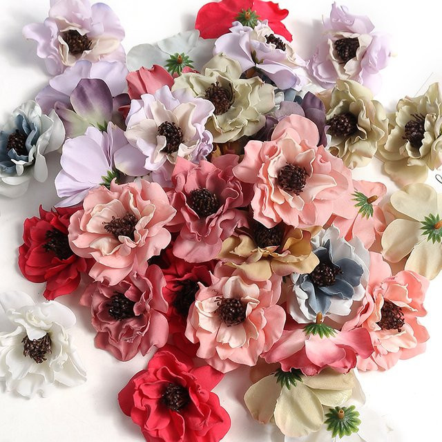 MENGHAO Künstliche Blumenköpfe Rot für Hochzeit und Party Dekoration, Durchmesser: 7 cm - Bild 1