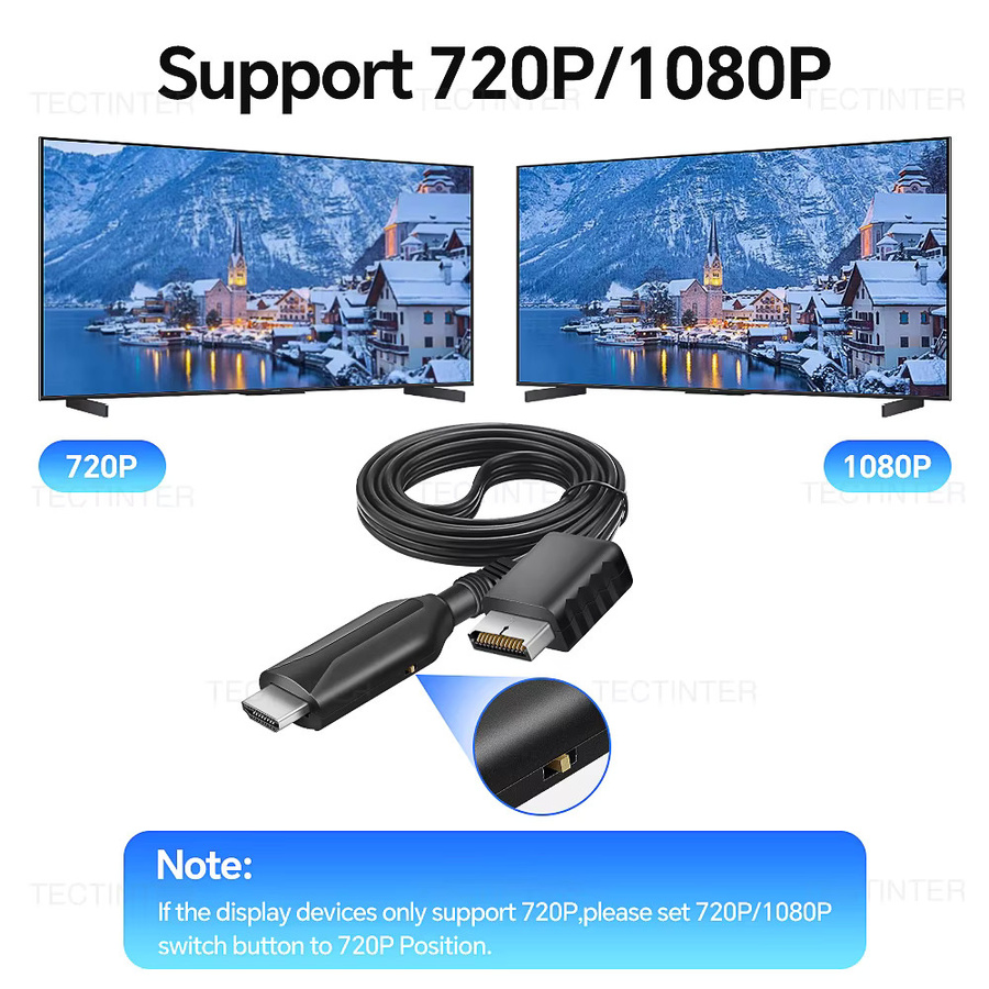 TECTINTER HDMI Konverter Adapter für PlayStation 2 und PS1, Schwarz, kompatibel mit HDTV und PC - Bild 3