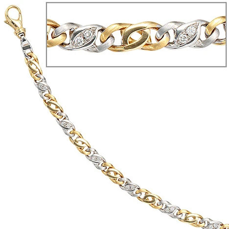 Colfem Armband 585 Gelbgold, Weißgold, bicolor, 16 Diamanten, 18,5 cm, Unisex - Bild 1
