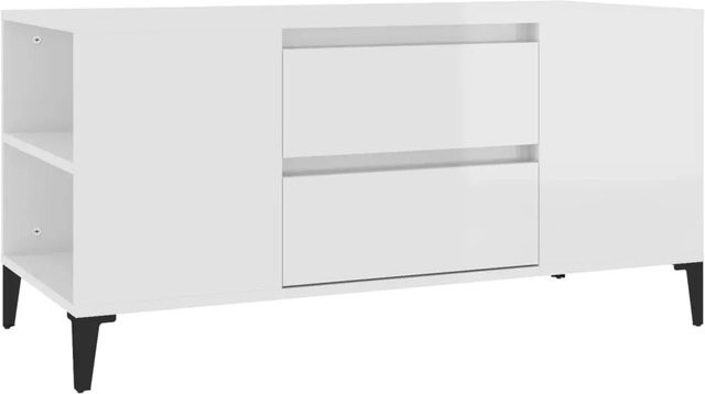vidaXL TV-Schrank in Hochglanz-Weiß im Industrie-Stil, B/T/H: 102 x 44,5 x 50 cm - Bild 1