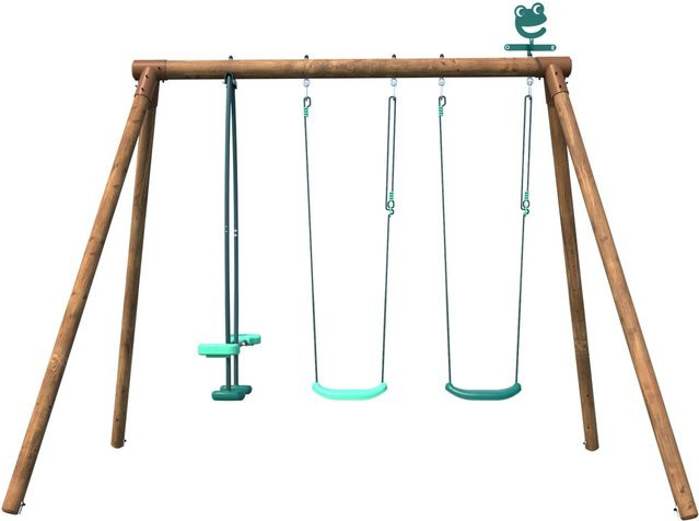 Soulet Holzschaukel Polo in Grün und Braun B/T/H: 307 x 189 x 222 cm - Bild 1