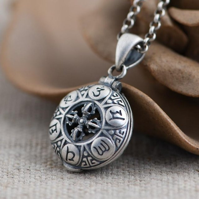 YIRAN Jewelry Anhänger 925 Sterling Silber, Retro, Damen, grau - Bild 1