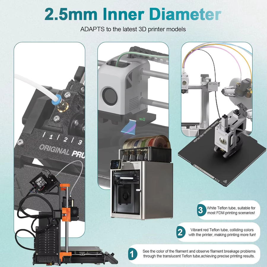 Bambu Lab PTFE-Schlauch für Bowden Extruder und AMS, passend für A1 Mini, A1, P1P, P1S und X1C, blau, 2,5 x 4 mm - Bild 3