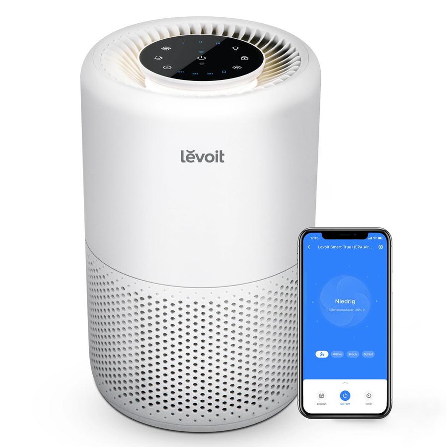 Levoit Core 200S Luftreiniger mit HEPA-Filter, Aktivkohlefilter und App-Steuerung in Weiß - Bild 1