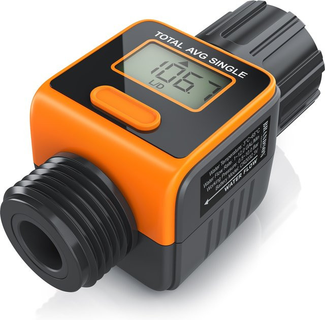 Brandson Digitaler Wasserzähler 3/4 Zoll in Orange für Innen und Außen mit 4 Modi und IPX6 Schutz - Bild 1