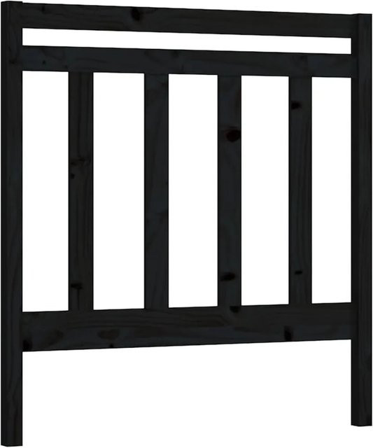 vidaXL Kopfteil aus Kiefer-Massivholz in Schwarz mit rustikaler Optik, Breite: 81 cm, Tiefe: 4 cm, Höhe: 100 cm - Bild 1