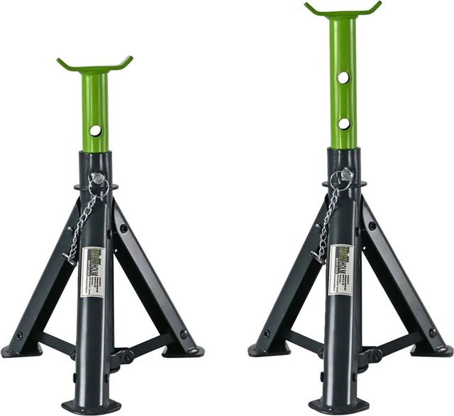 TRUTZHOLM Unterstellbock 2er Set aus Stahl in Anthrazit mit 2 Tonnen Traglast pro Stütze, höhenverstellbar von 245 bis 370 mm, faltbar - Bild 1