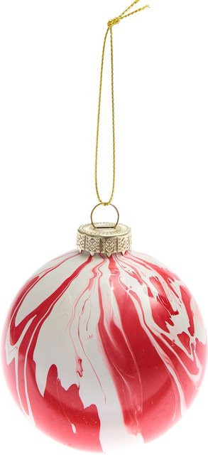 Rico Design Glaskugel Baumschmuck marmoriert Rot/Weiß aus Glas - Bild 1