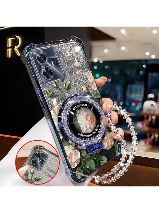 Xiaomi Handyhülle mit Blumenmuster und Standfunktion sowie Lanyard für Poco X3 X3 NFC X3 Pro C40 C55 M5S X7 Pro M2 M6 C75 M3 Pro C65 C31 F6 in Rosa - Bild 2