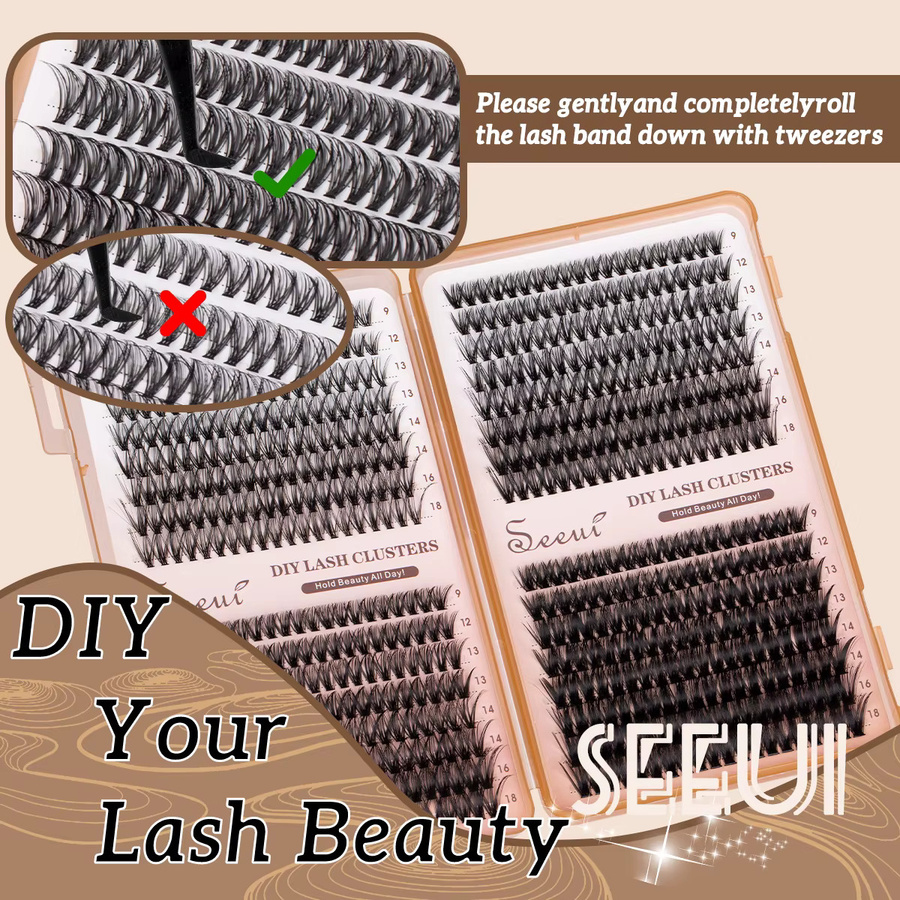 SEEUI Wimpern-Cluster-Set, Wimpernverlängerungs-Kit mit Kleber, Versiegelung und Pinzette - Bild 4
